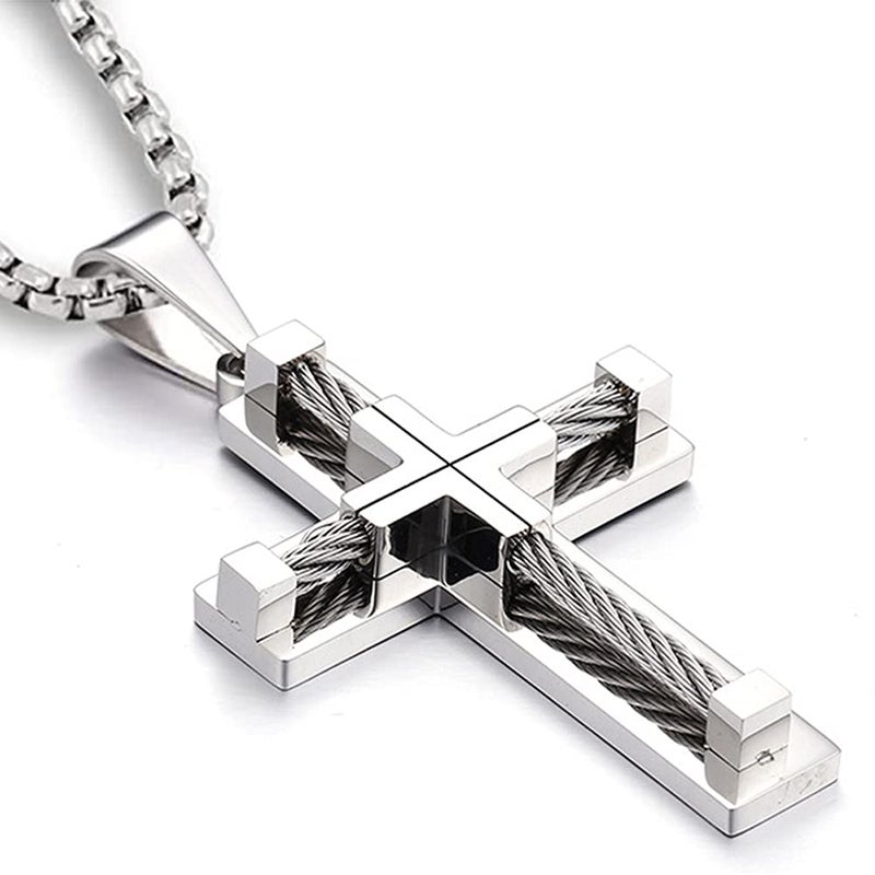 Yonhon Cross Necklace for Men Stainless Steel - Image 1